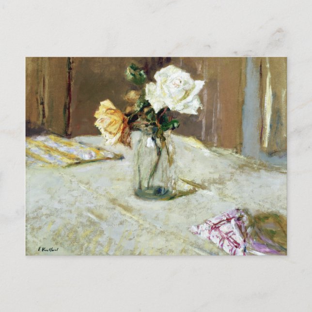Cartão Postal Edouard Vuillard Rosa em Vaso de Vidro (Frente)