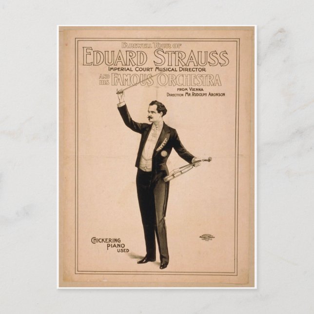 Cartão Postal Eduard Strauss, 'Chickering Piano usado' Retro The (Frente)