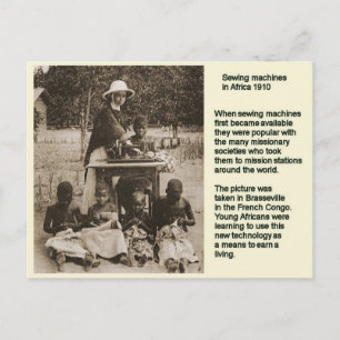 Cartão Postal Educação, História, Máquina de costura na África 1