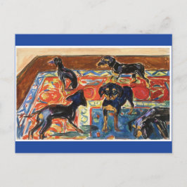 Cartão Postal Edvard Munch, 5 estupidinhas em pintura de tapete