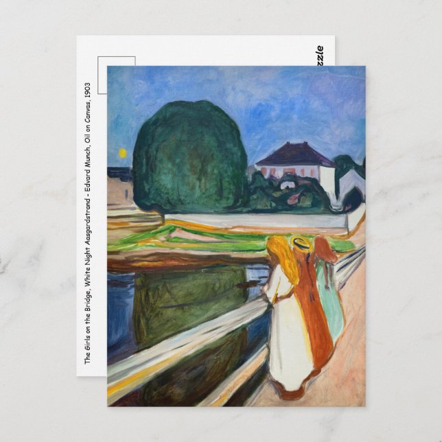 Cartão Postal Edvard Munch - As Meninas na Ponte Noite Branca (Frente/Verso)