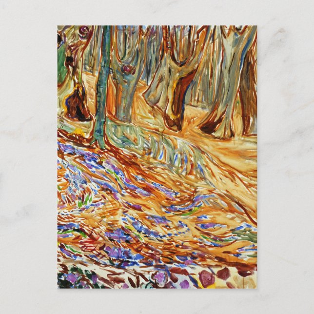 Cartão Postal Edvard Munch - Floresta de Olmo na Primavera (Frente)