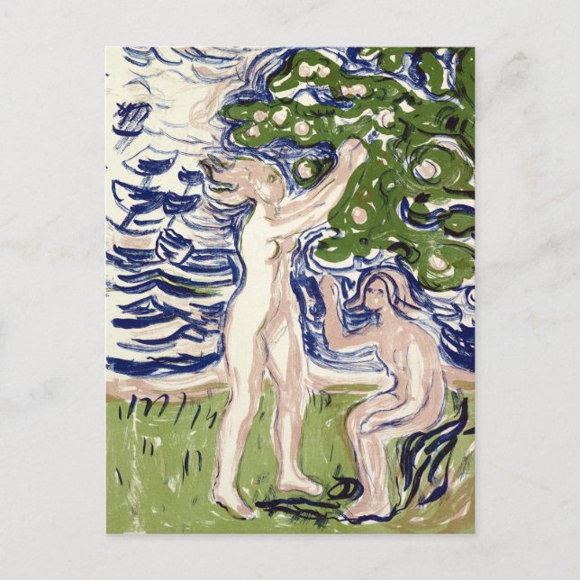 Cartão Postal Edvard Munch Girls Escolhendo Maçãs (Frente)