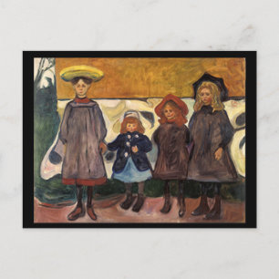 Cartão Postal Edvard Munch, Meninas em Asgardstrand, Pintura