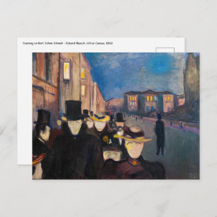 Cartão Postal Edvard Munch - Noite em Karl Johan Street