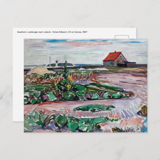 Cartão Postal Edvard Munch - Seashore. Paisagem perto de Lubeck (Frente/Verso)