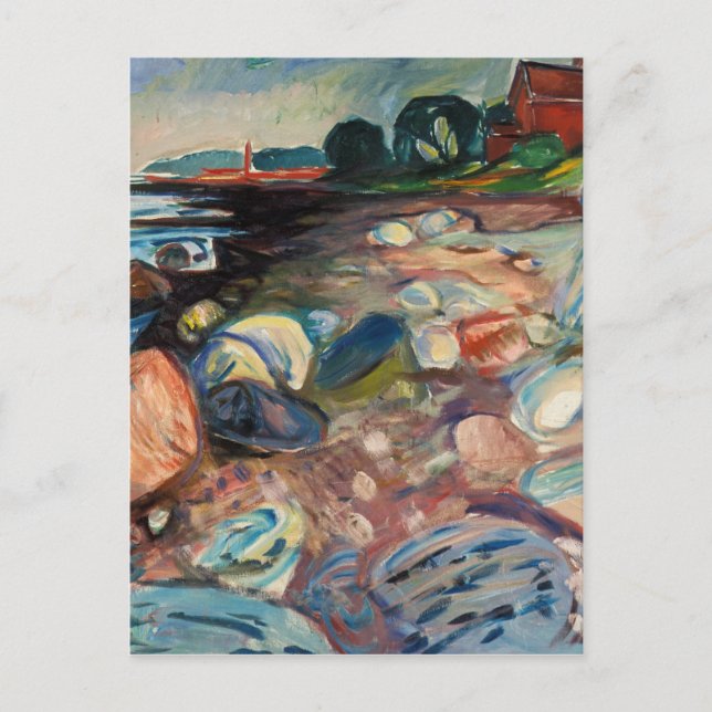 Cartão Postal Edvard Munch - Shore com Casa Vermelha (Frente)