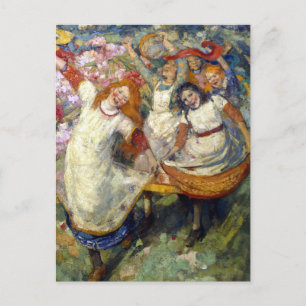 Cartão Postal Edward Atkinson Hornel - A dança da Primavera