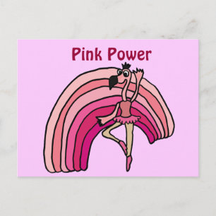 Cartão Postal EE- Flamingo Poder Rosa e Design Arco-íris