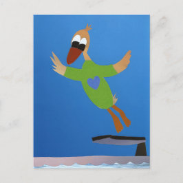 Cartão Postal Eend springt van duikplank in water zomer vakantie