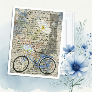 Cartão Postal Efêmero Relógio de Bicicleta Floral