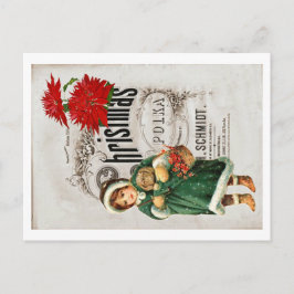 Cartão Postal Efêmeros de Natal Anúncio Menina Fofa Crisântemo V