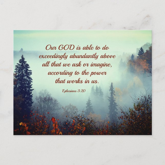 Cartão Postal Éfesianos 3:20 Nosso DEUS é Capaz... Floresta de o (Frente)