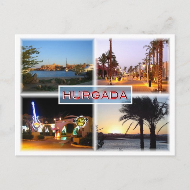 Cartão Postal EG Egito - Hurghada by Night - Red Sea - El Gun (Frente)