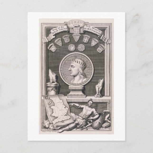 Cartão Postal Egbert (d.839) Rei dos Saxões Ocidentais, Primeira (Frente)