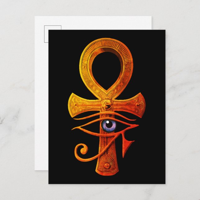 Cartão Postal Egípcio Ankh Eye of Horus Ancient Symbol Protect (Frente/Verso)