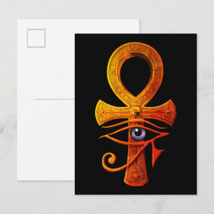 Cartão Postal Egípcio Ankh Eye of Horus Ancient Symbol Protect