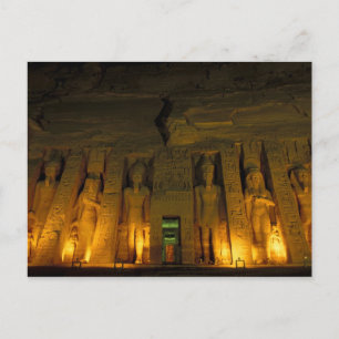 Cartão Postal Egito, Abu Simbel, Fachada iluminada do Pequeno