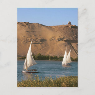 Cartão Postal Egito, Aswan, Nile River, embarcações de navega