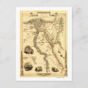 Cartão Postal Egito e ArábiaMapa PanorâmicoEgito