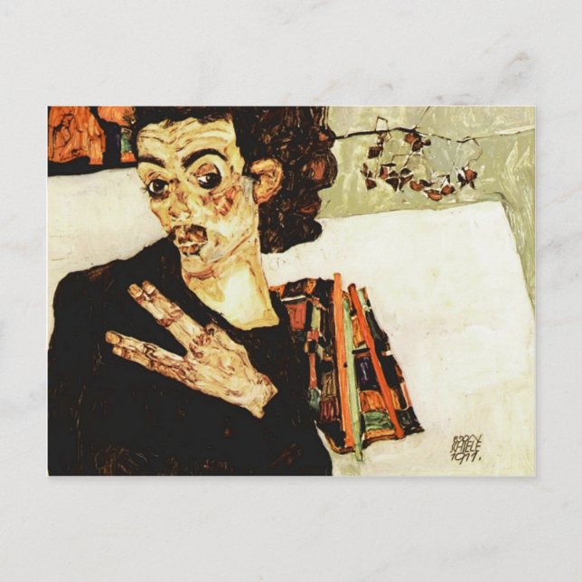 Cartão Postal Egon Schiele - Autorretrato com Vaso Negro (Frente)