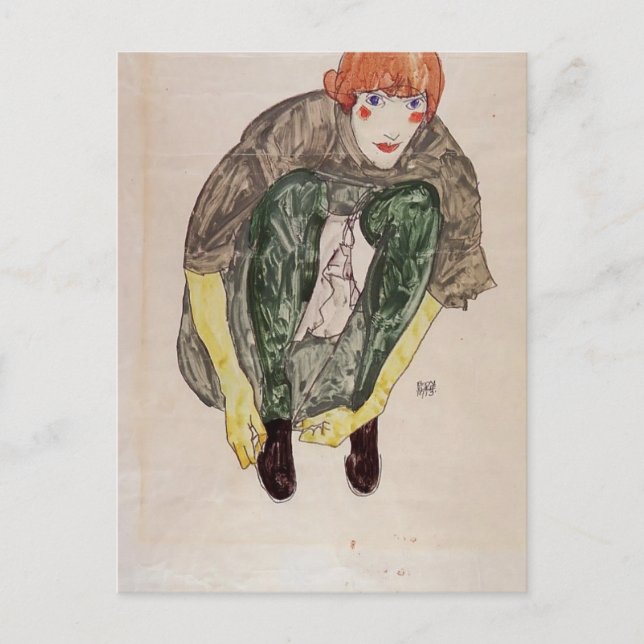 Cartão Postal Egon Schiele - Figura de cobertura (Valerie Neuzil (Frente)