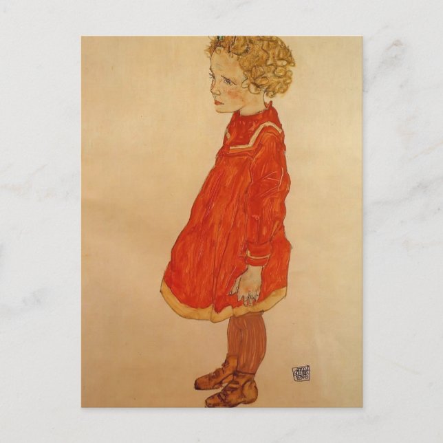 Cartão Postal Egon Schiele - Menina com Cabelo Louro (Frente)