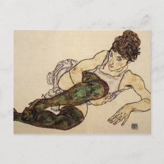 Cartão Postal Egon Schiele - Mulher Reveladora com Meias Verdes
