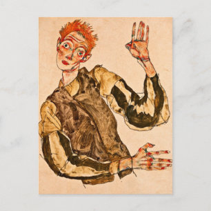 Cartão Postal Egon Schiele - Retrato Automático Com Armários E