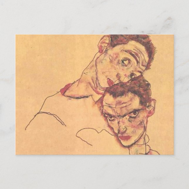 Cartão Postal Egon Schiele - Retrato Automático Duplo (Frente)