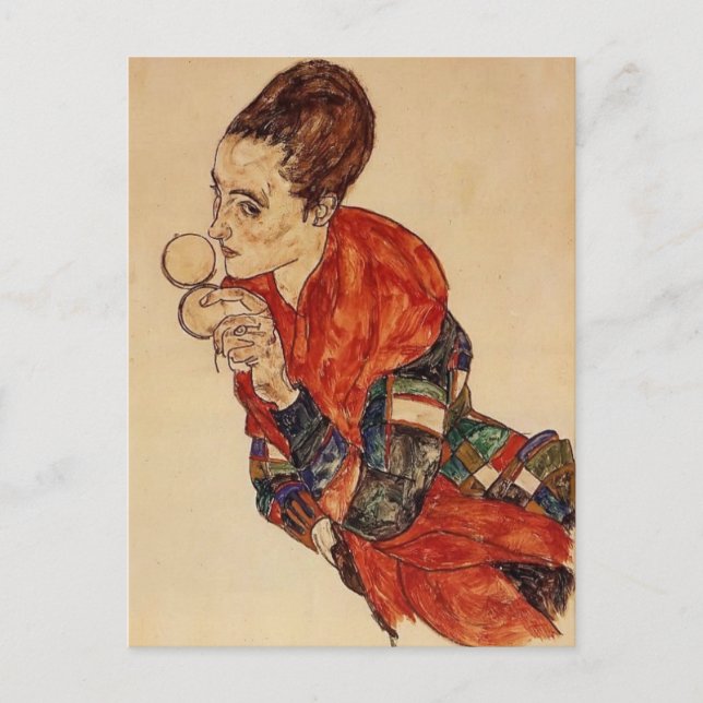 Cartão Postal Egon Schiele-Retrato da Atriz Marga Boerner (Frente)