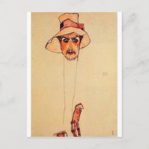 Cartão Postal Egon Schiele - Retrato De Um Homem Com Um Chapéu 