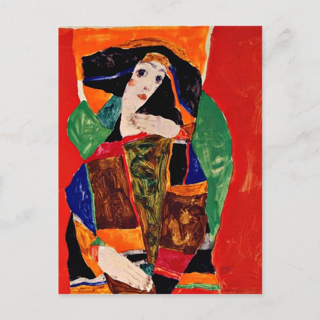 Cartão Postal Egon Schiele - Retrato de uma Mulher (Frente)