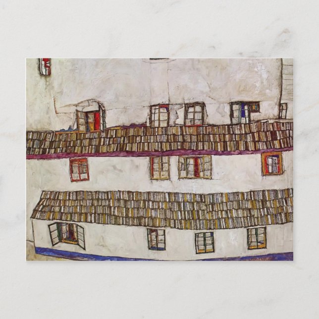 Cartão Postal Egon Schiele - Windows (fachada de uma casa) (Frente)