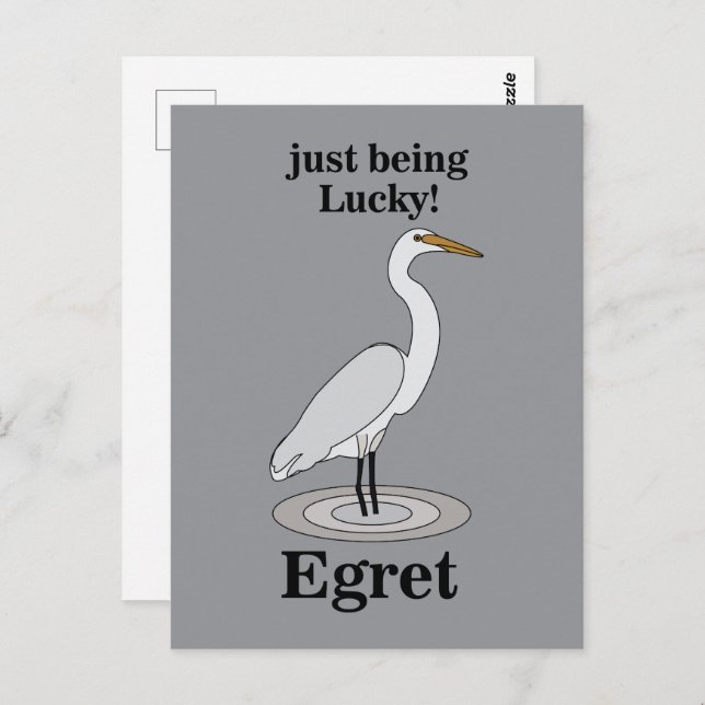 Cartão Postal Egret Lucky Bird (Frente/Verso)