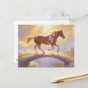 Cartão Postal Égua de cavalo Paint atravessa uma ponte do arco-í
