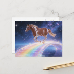 Cartão Postal Égua de cavalo Paint deslumbrante cruza uma ponte