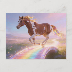 Cartão Postal Égua de cavalo Paint maravilhosa cruzando a ponte
