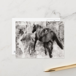 Cartão Postal Égua e potro de cavalo Paint deslumbrante