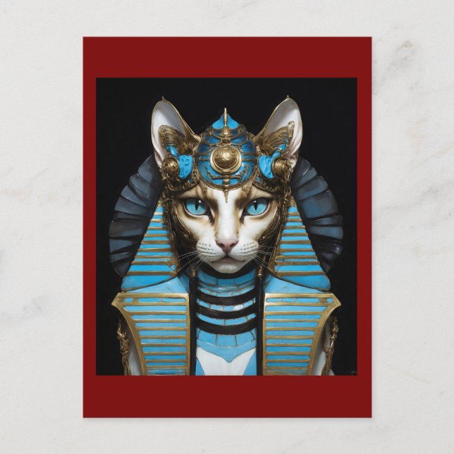 Cartão Postal Egyptian cat pharaoh (Frente)