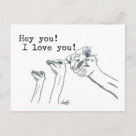 Cartão Postal Ei! Eu Te Amo! - Placa de Posto Ostrich