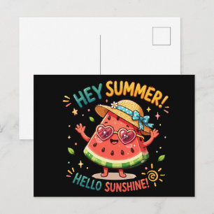 Cartão Postal Ei Verão Olá Brilho Melancia
