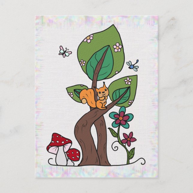 Cartão Postal Eichhörnchen im Baum (Frente)