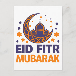 Cartão Postal Eid Fitr Mubarak Feliz Eid Al-Fitr Homens muçulman