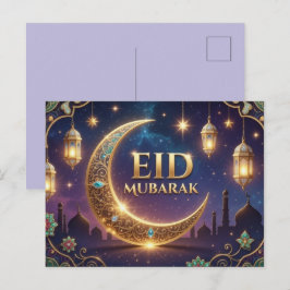 Cartão Postal Eid Mubarak Luxury Gold And navy Blue