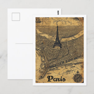Cartão Postal Eiffel Paris França Vintage Familiar Viagem