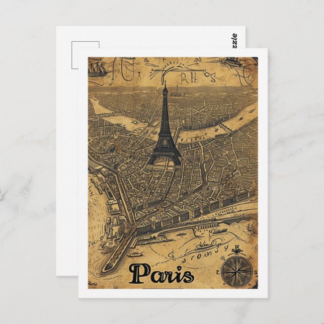 Cartão Postal Eiffel Paris França Vintage Familiar Viagem (Frente/Verso)