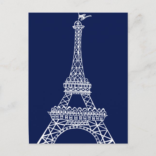 Cartão Postal Eiffel Tower Blue e White Modelo (Frente)