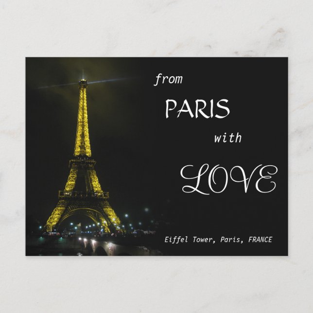 Cartão Postal EIFFEL TOWER - de Paris com amor (Frente)