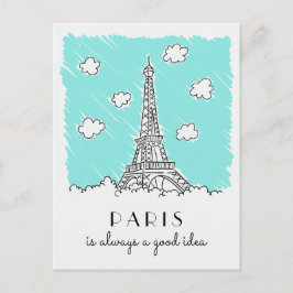 Cartão Postal Eiffel Tower Illustration custom text postcard